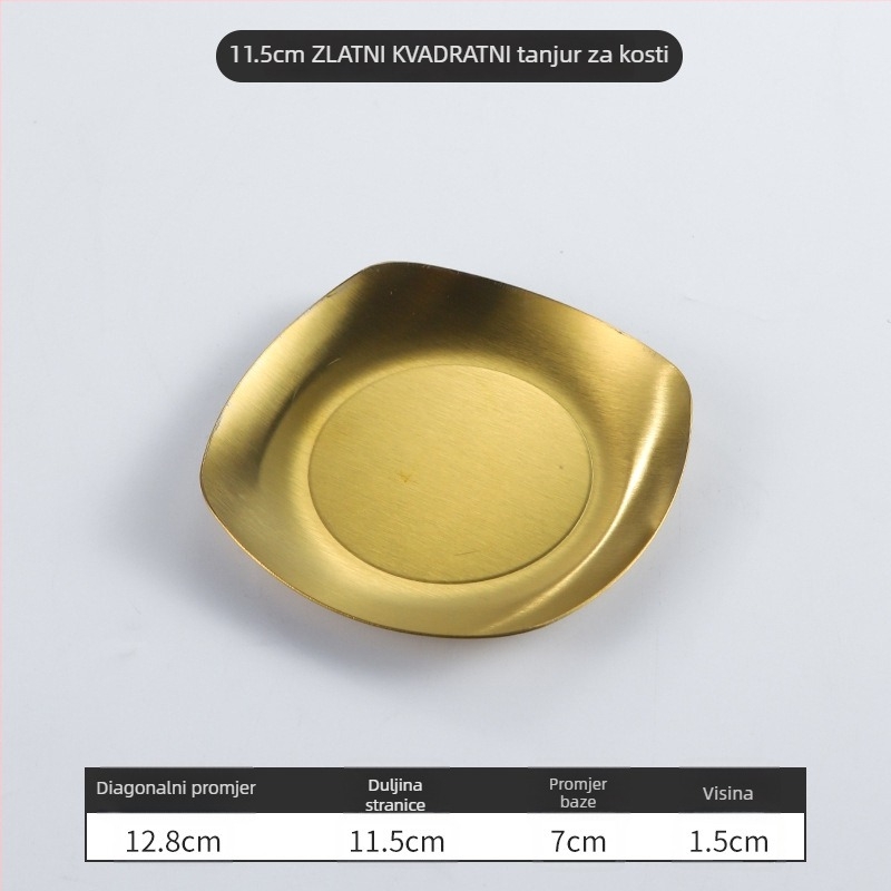 Kvadratni tanjur od nehrđajućeg čelika — moderni minimalistički stil, elektroplatiranje površine