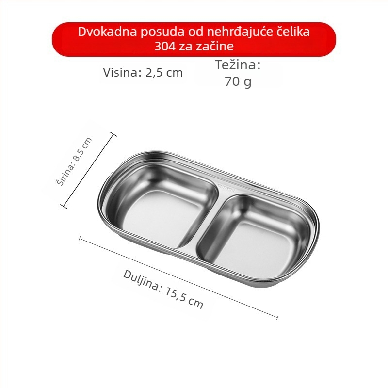 Posuda od 304 nehrđajućeg čelika za začine i umak za vruću lonac, dizajn s dva i tri panela, nepravilnog oblika, elektroplatinirani završni sloj, mogućnost prilagodbe