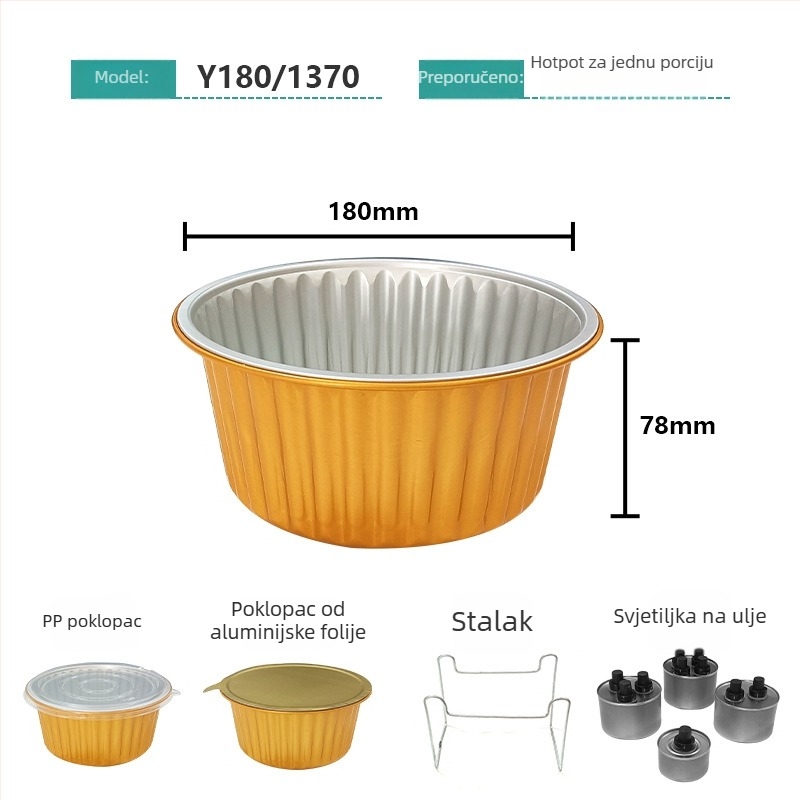 Ogromna kutija za hranu od aluminijske folije, mikrovalno sigurna, pogodna za dostavu i za hot pot