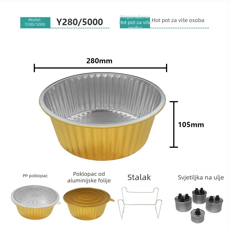 Ogromna kutija za hranu od aluminijske folije, mikrovalno sigurna, pogodna za dostavu i za hot pot