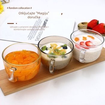 Čajna šalice s drškom od stakla soda-lime, moderan stil, prozračni poklopac, mogućnost ispisa logotipa