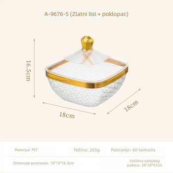 Plastični pladanj za voće s poklopcem i nogicama, odvodna posuda za dnevni boravak, klasičan stil light-luxury retro, premium