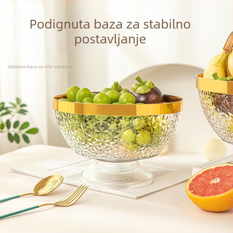 Plastični pladanj za voće s poklopcem i nogicama, odvodna posuda za dnevni boravak, klasičan stil light-luxury retro, premium