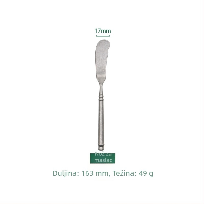 Set posuđa od nehrđajućeg čelika 304, retro istrošeni dizajn, četiri komada: nož, vilica, žlica i vilica za tortu; ručna izrada, prilagodljivo