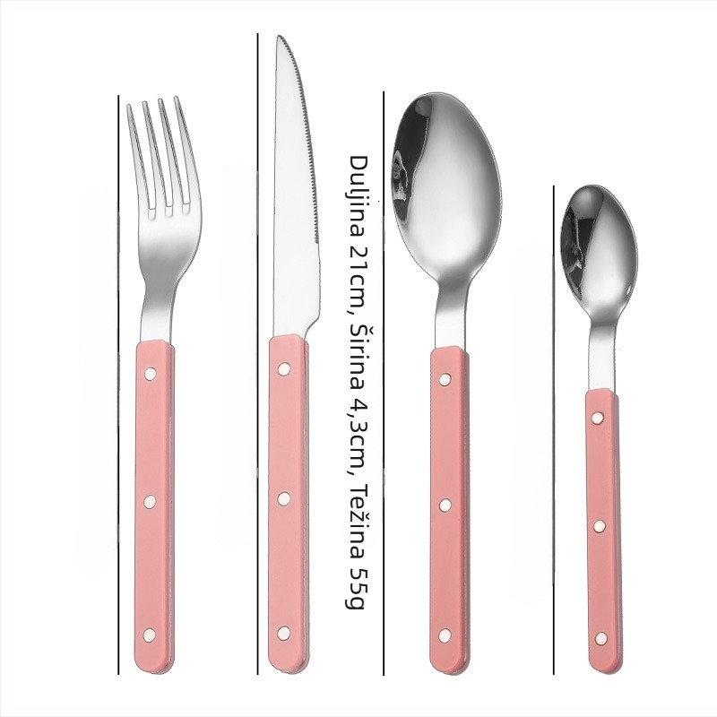 Set pribora od 430 inox čelika s klipom za ručku za zapadnu kuhinju: nož, vilica i žlica