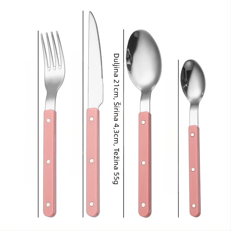 Set pribora od 430 inox čelika s klipom za ručku za zapadnu kuhinju: nož, vilica i žlica