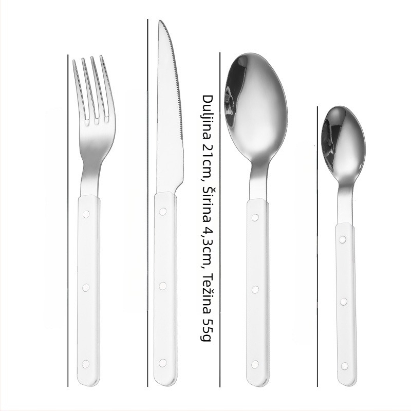 Set pribora od 430 inox čelika s klipom za ručku za zapadnu kuhinju: nož, vilica i žlica