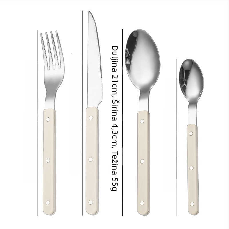 Set pribora od 430 inox čelika s klipom za ručku za zapadnu kuhinju: nož, vilica i žlica