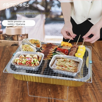 Jednokratni set za roštilj od aluminijske folije - za otvoreno, prenosno, Gold Profit, Podrijetlo Zhejiang, Nije pogodno za mikrovalnu