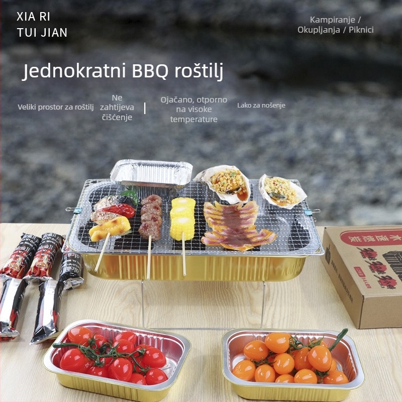 Jednokratni set za roštilj od aluminijske folije - za otvoreno, prenosno, Gold Profit, Podrijetlo Zhejiang, Nije pogodno za mikrovalnu