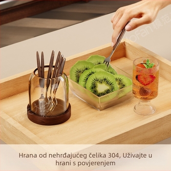 Drveni set vilica za voće, jednostavan stil, ogledno-polirano, prilagodljivo