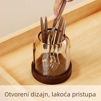 Drveni set vilica za voće, jednostavan stil, ogledno-polirano, prilagodljivo