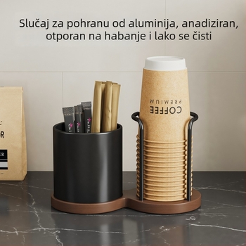Dvodijelni drveni držač čaša za stol – Višenamjenski organizator za kuhinju, ured i dnevnu sobu
