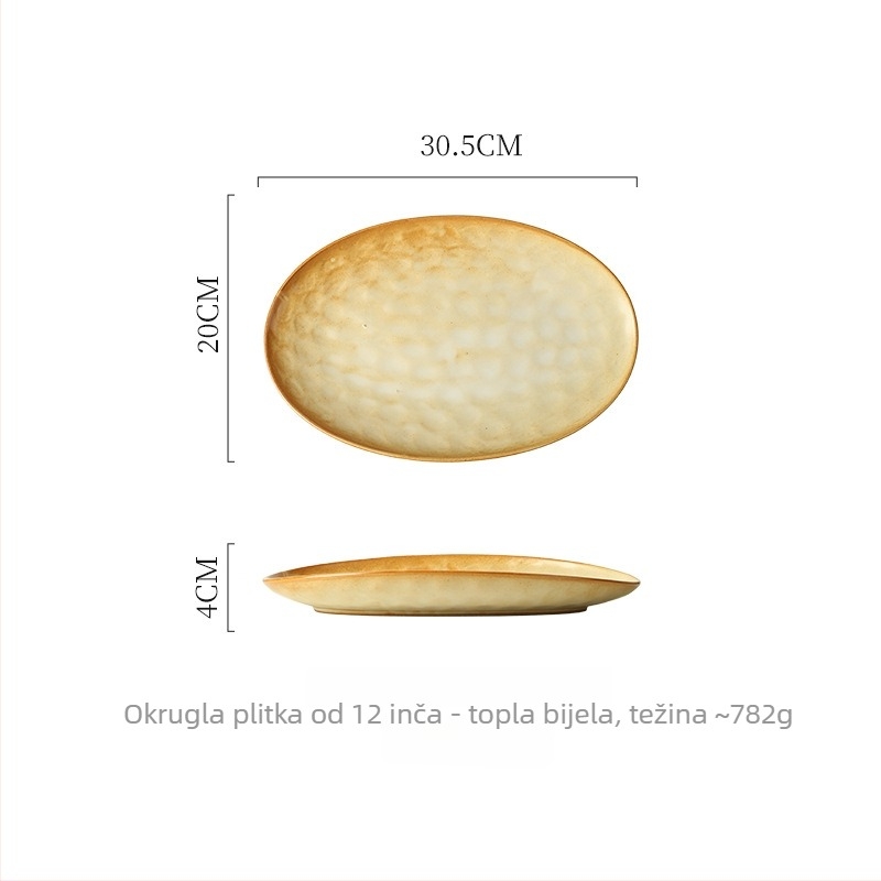 Porcelanski tanjur, nepravilnog oblika, japanskog stila, podglazurna završna obrada, kompatibilan s mikrovalnom pećnicom