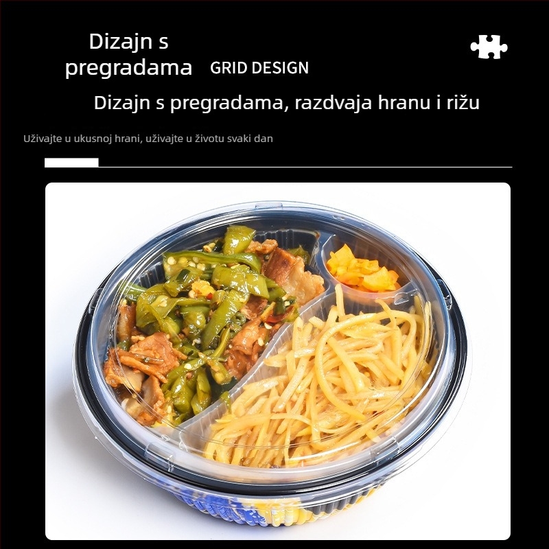 Sanze jednokratna PP zdjela za japanski bento, okrugla plastična zdjela, japanski stil, trajanje 3 godine