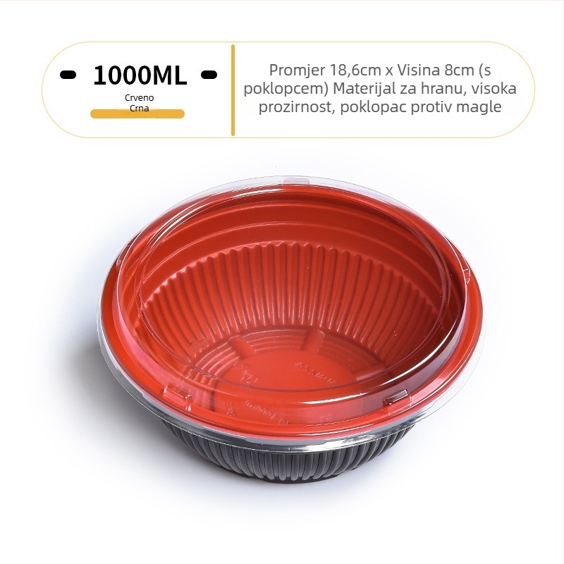 Sanze jednokratna PP zdjela za japanski bento, okrugla plastična zdjela, japanski stil, trajanje 3 godine