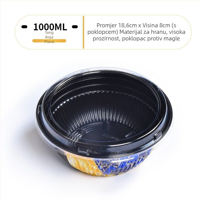 Sanze jednokratna PP zdjela za japanski bento, okrugla plastična zdjela, japanski stil, trajanje 3 godine