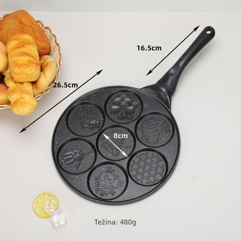 Božićna serija: tiganj sa sedam rupa za jaja i burgere, neprijanjajući ravni tiganj, kalup za mini palačinke