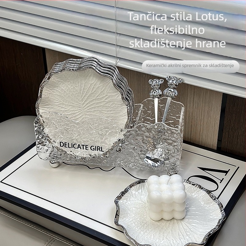 Keramički tanjur za ostatke kostiju za kućnu upotrebu, nordijski prugasti dizajn, nepravilan oblik, ručno oslikana površina, mogućnost logotipa