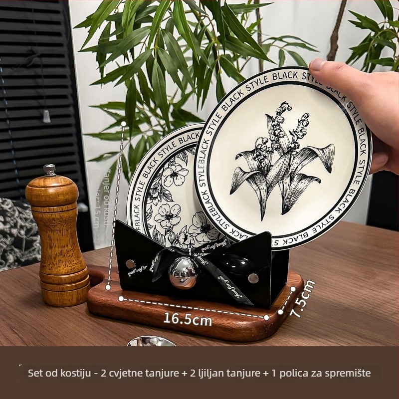 Keramički tanjur za ostatke kostiju za kućnu upotrebu, nordijski prugasti dizajn, nepravilan oblik, ručno oslikana površina, mogućnost logotipa