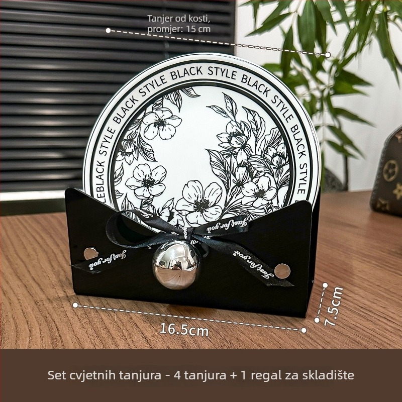 Keramički tanjur za ostatke kostiju za kućnu upotrebu, nordijski prugasti dizajn, nepravilan oblik, ručno oslikana površina, mogućnost logotipa