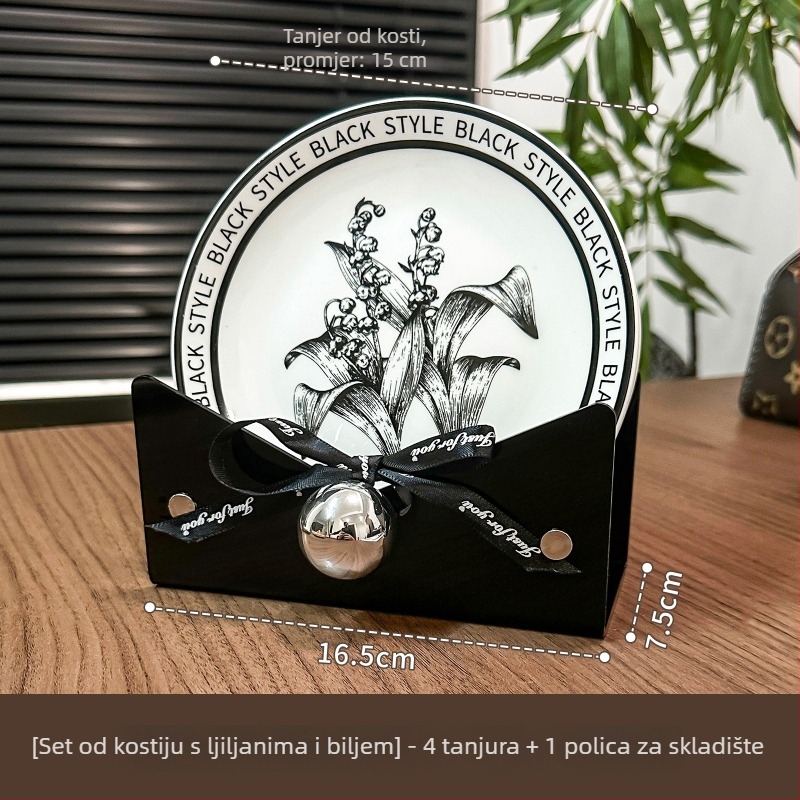 Keramički tanjur za ostatke kostiju za kućnu upotrebu, nordijski prugasti dizajn, nepravilan oblik, ručno oslikana površina, mogućnost logotipa