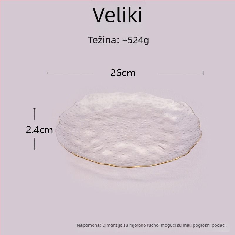 Stakleni set tanjura za večeru, japanski stil, nepravilnog oblika, ručno oslikana površina, otporno staklo