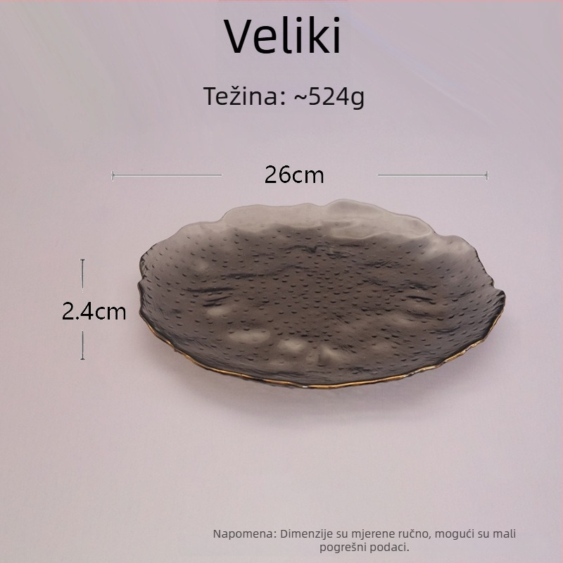 Stakleni set tanjura za večeru, japanski stil, nepravilnog oblika, ručno oslikana površina, otporno staklo
