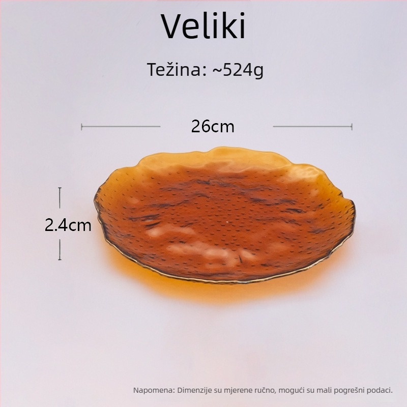 Stakleni set tanjura za večeru, japanski stil, nepravilnog oblika, ručno oslikana površina, otporno staklo