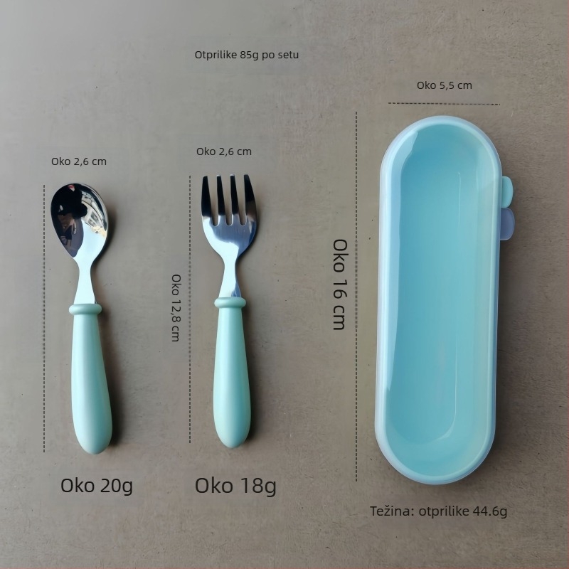 Dječji set pribora od 304 nehrđajućeg čelika s ABS držašima, ogledalo-poliran završetak, ručna izrada, mogućnost tiska loga