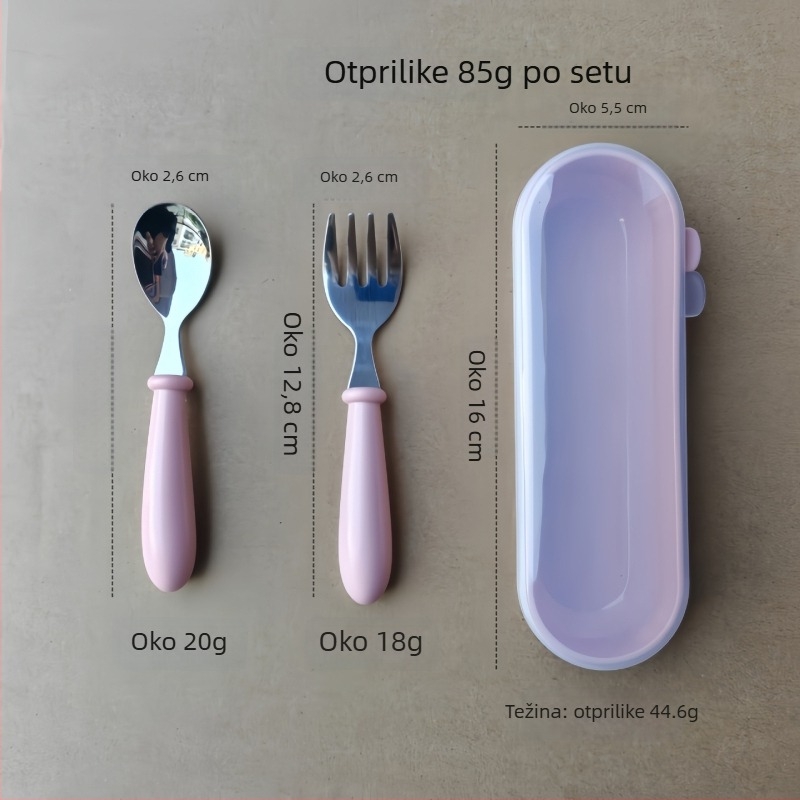 Dječji set pribora od 304 nehrđajućeg čelika s ABS držašima, ogledalo-poliran završetak, ručna izrada, mogućnost tiska loga