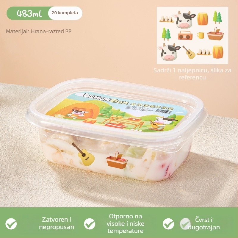 Jednokratna kutija za ručak s poklopcem, mikrovalna sigurnost, otpornost na visoke temperature, čuva svježinu, plast za hranu.