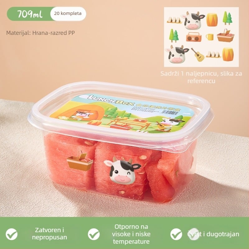 Jednokratna kutija za ručak s poklopcem, mikrovalna sigurnost, otpornost na visoke temperature, čuva svježinu, plast za hranu.