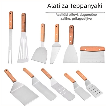 Špatula od nehrđajućeg čelika s drvenom drškom – set špachtli za kuhanje teppanyaki/grill, One mind, lansiran u proljeće 2017, stil moderne jednostavnosti