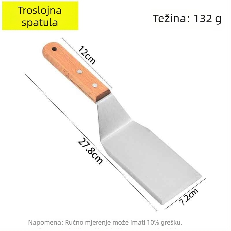 Špatula od nehrđajućeg čelika s drvenom drškom – set špachtli za kuhanje teppanyaki/grill, One mind, lansiran u proljeće 2017, stil moderne jednostavnosti