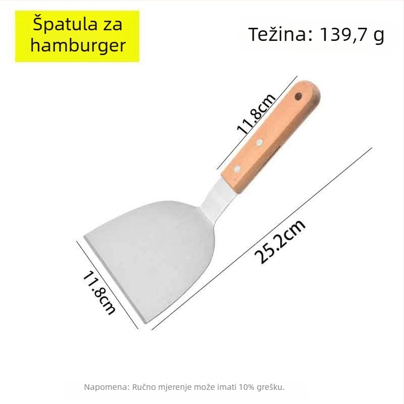 Špatula od nehrđajućeg čelika s drvenom drškom – set špachtli za kuhanje teppanyaki/grill, One mind, lansiran u proljeće 2017, stil moderne jednostavnosti