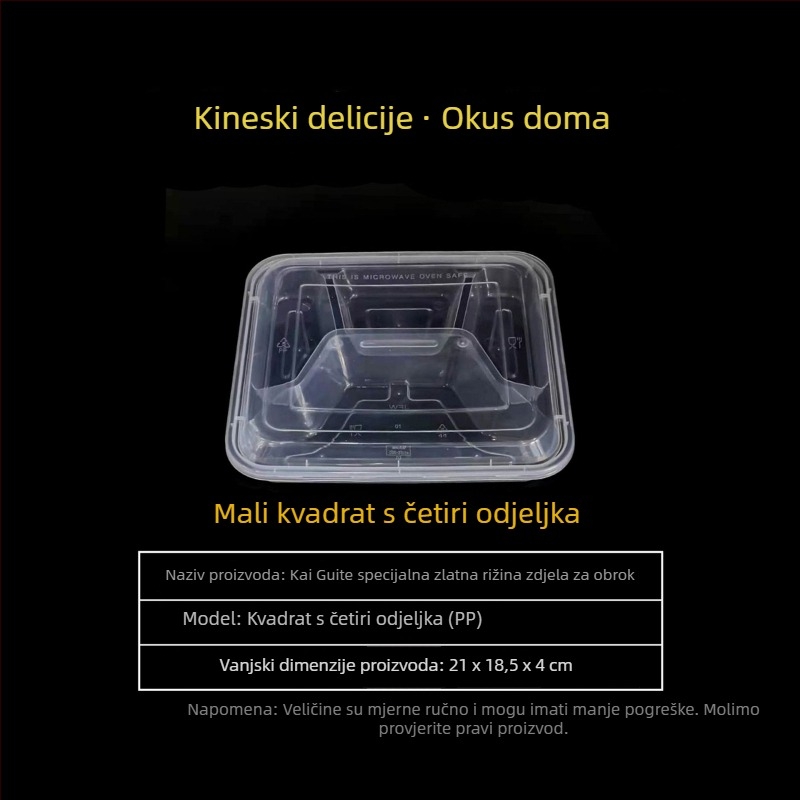 Jednokratna kutija za ručak od PP s 4–6 odjeljaka, moderni minimalistički stil, nije biorazgradiva