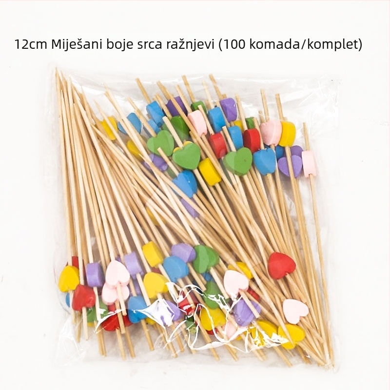 Jednokratni bambus štapići za voće, 100 komada, moderan minimalistički stil, polirani vodom, premium kvaliteta