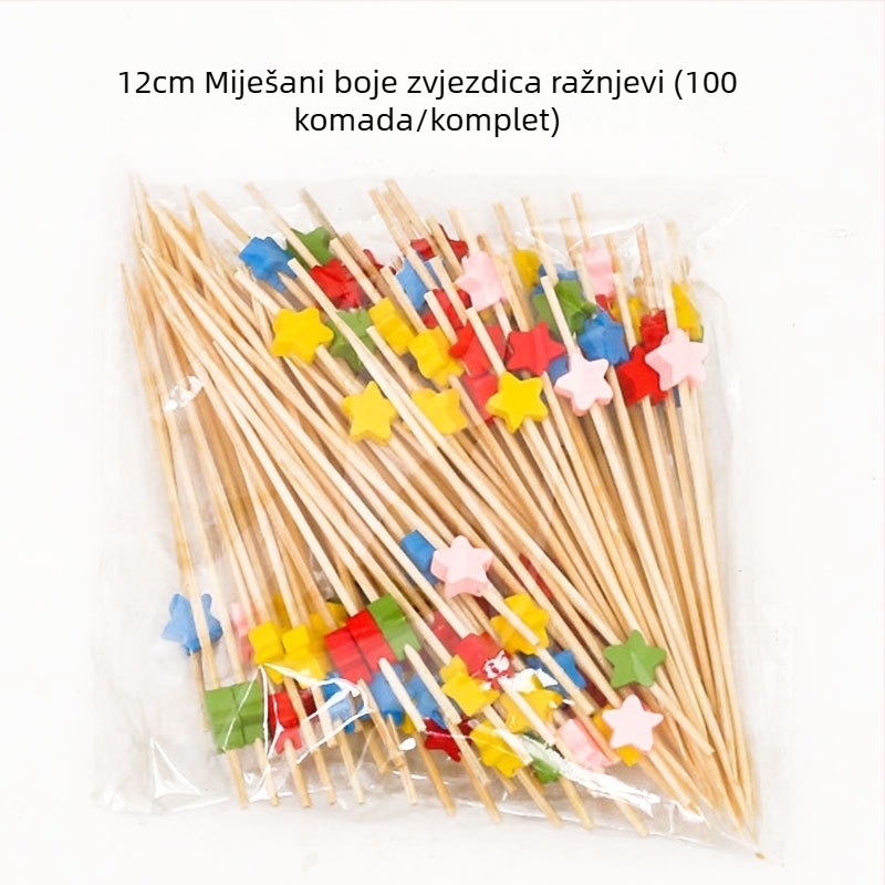 Jednokratni bambus štapići za voće, 100 komada, moderan minimalistički stil, polirani vodom, premium kvaliteta