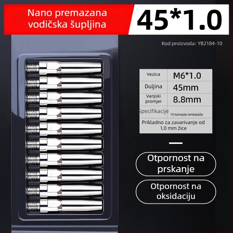 MIG zavarivanje: elektroplatinska kontakna vrh i bakrena mlaznica 1.0/1.2 mm, pneumatsko pogon, vrući zrak i infracrveno zračenje