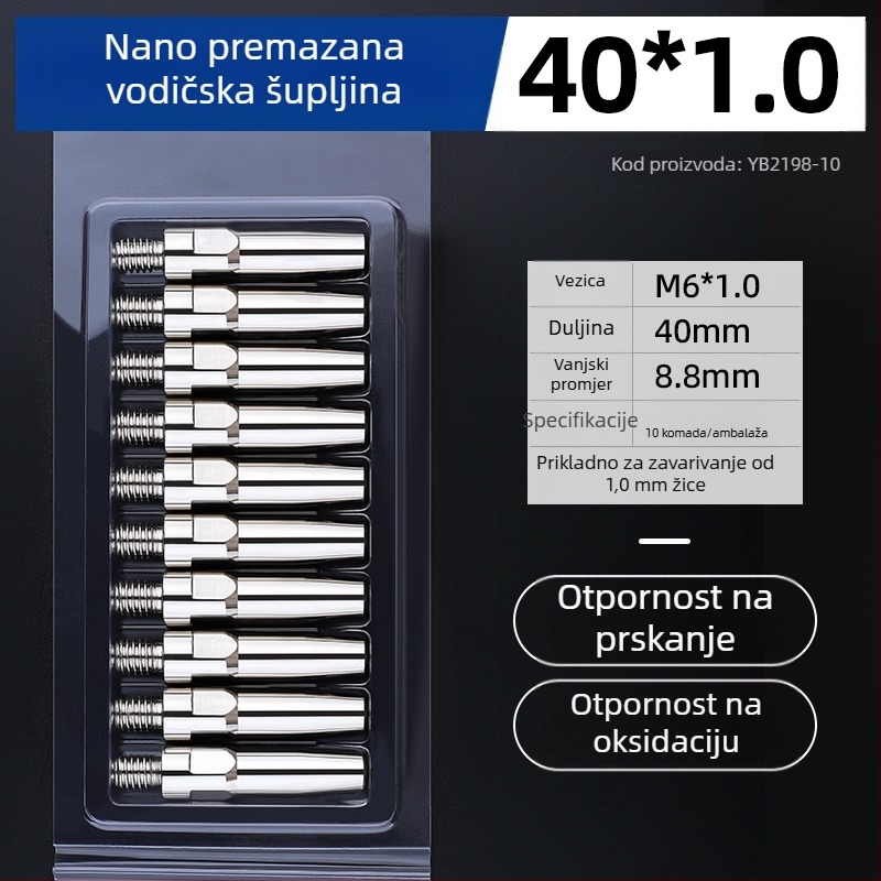 MIG zavarivanje: elektroplatinska kontakna vrh i bakrena mlaznica 1.0/1.2 mm, pneumatsko pogon, vrući zrak i infracrveno zračenje