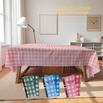 Jednokratna plastična stolna krpa, pravokutni karirani uzorak, debeli, PE/polyetilen, debljina 3 silk