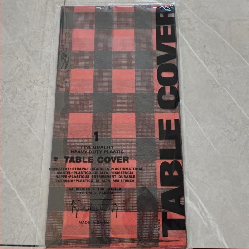 Jednokratna plastična stolna krpa, pravokutni karirani uzorak, debeli, PE/polyetilen, debljina 3 silk