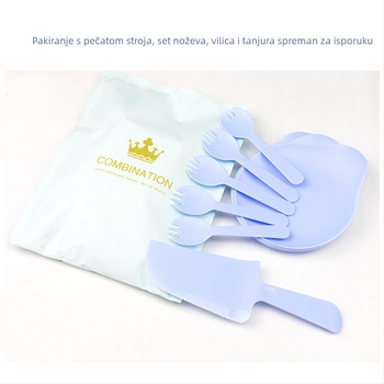 Set tanjira za tortu, jednokratna plastična posuđa s dizajnom kapljica vode, ispis logotipa, mogućnost prilagodbe, pakiranje 100 komada