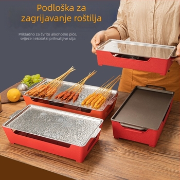 Barbecue grijač za održavanje topline, aluminijski kvadratni oblik, premaz protiv lijepljenja, težina 1,2 kg