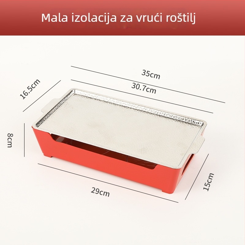 Barbecue grijač za održavanje topline, aluminijski kvadratni oblik, premaz protiv lijepljenja, težina 1,2 kg