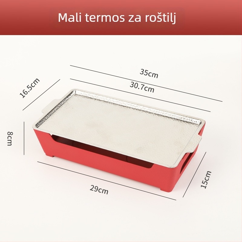 Barbecue grijač za održavanje topline, aluminijski kvadratni oblik, premaz protiv lijepljenja, težina 1,2 kg