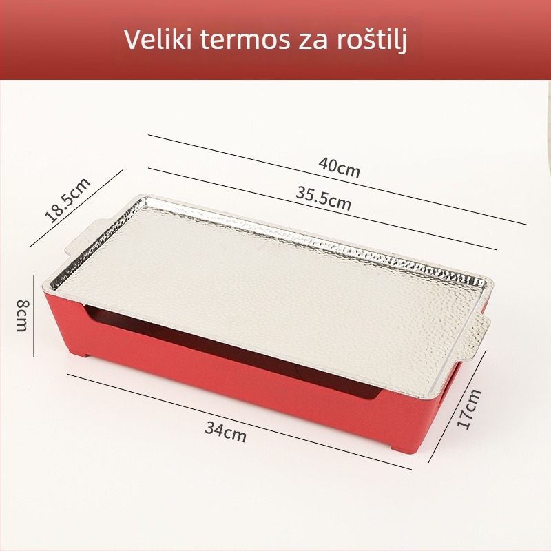 Barbecue grijač za održavanje topline, aluminijski kvadratni oblik, premaz protiv lijepljenja, težina 1,2 kg