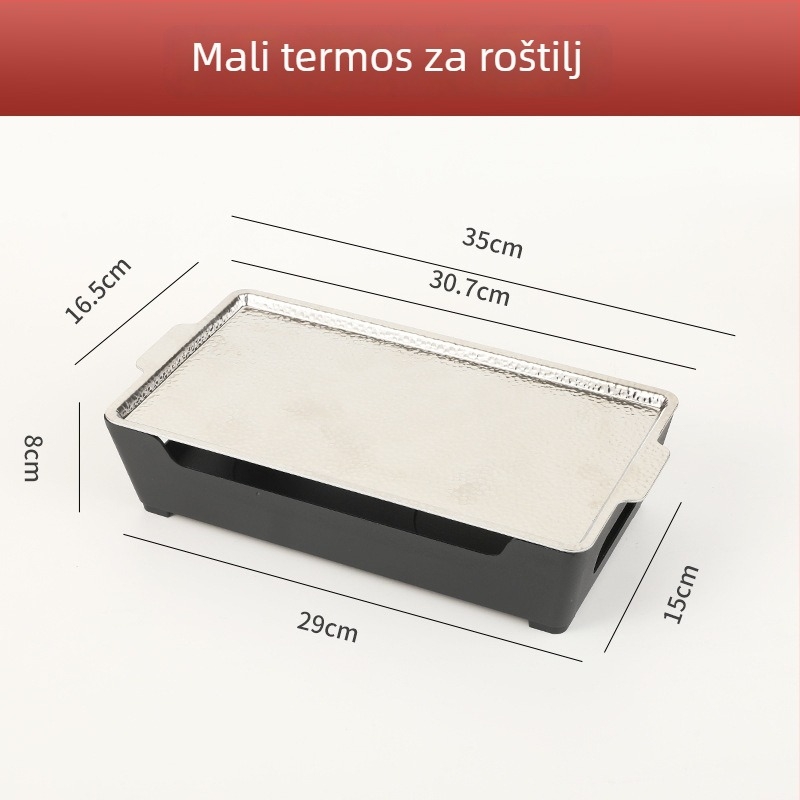 Barbecue grijač za održavanje topline, aluminijski kvadratni oblik, premaz protiv lijepljenja, težina 1,2 kg