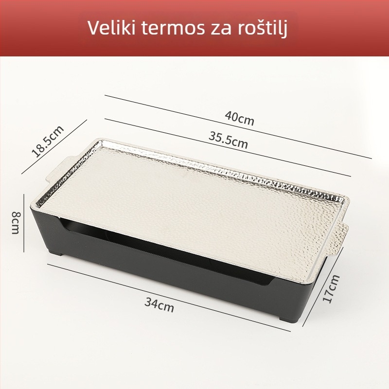 Barbecue grijač za održavanje topline, aluminijski kvadratni oblik, premaz protiv lijepljenja, težina 1,2 kg